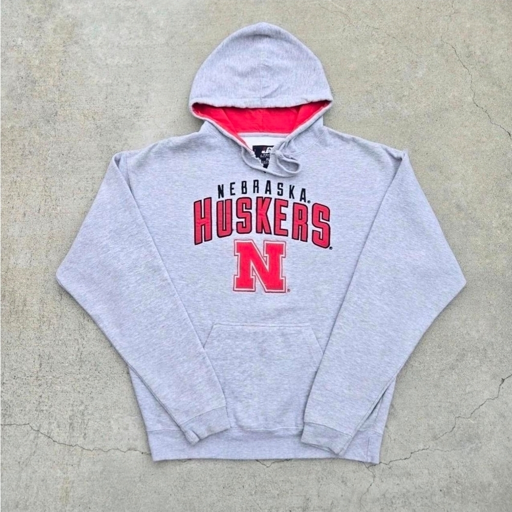 Nebraska Huskers Mens Size XL Grey Graphic Print University Hoodie
